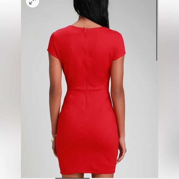 LULUS Frederica Red Square Neck Bodycon Dress Size Small - Picture 3 of 15